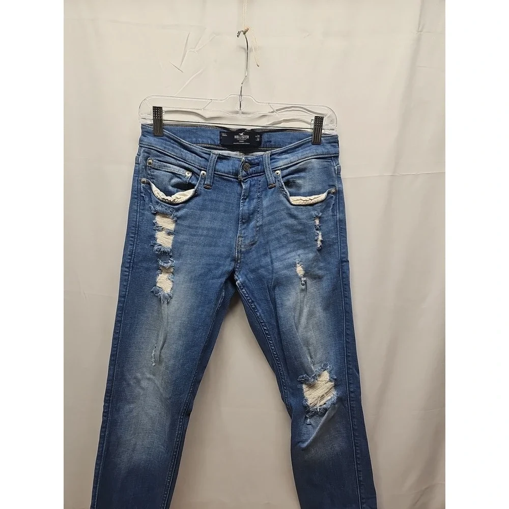 Hollister Mens Blue Skinny Fit Stretch Factory Denim Jeans Low Rise Size 29 X 30 - Picture 5 of 16